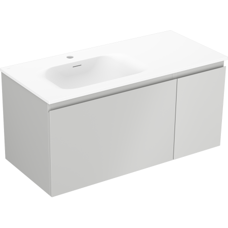 Mexen Orio 100 cm-es fürdőszobai szekrény bal oldali Vela mosdóval, 1S, 1D, szürke matt/fehér matt - 91A13-10047-3-BBFF62-W23L01