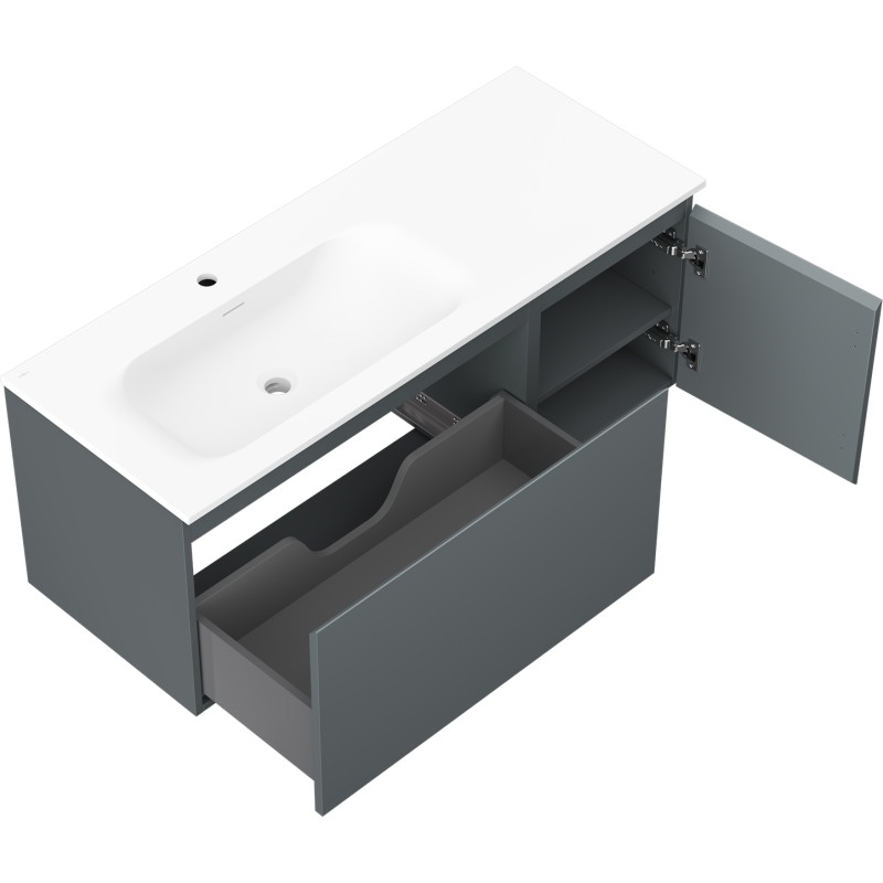 Mexen Orio dulap baie 120 cm cu lavoar Vela stânga, 1S, 1D, grafit mat/alb mat - 91A13-12047-3-BBFF66-W23L01