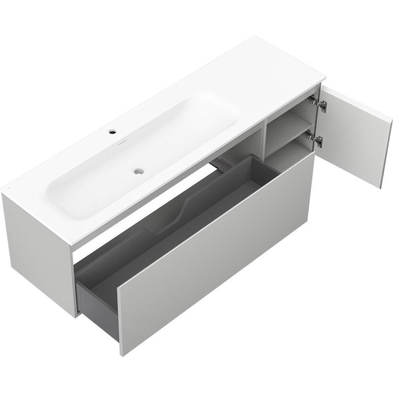 Mexen Orio dulap baie 160 cm cu lavoar Vela stânga, 1S, 1D, gri mat/alb mat - 91A13-16047-3-BBFF62-W23L01