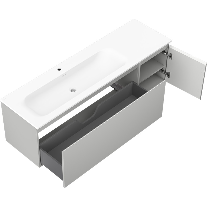 Mexen Orio dulap de baie 160 cm cu chiuvetă Vela stânga, 1S, 1U, gri mat/alb mat - 91A13-16047-3-BBFF62-W23L01