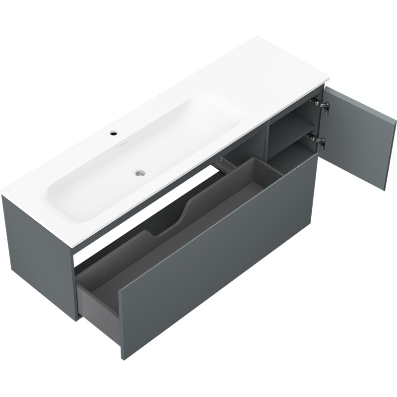 Mexen Orio dulap baie 160 cm cu lavoar Vela stânga, 1S, 1D, grafit mat/alb mat - 91A13-16047-3-BBFF66-W23L01