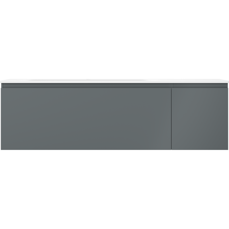 Mexen Orio 160 cm-es fürdőszobaszekrény balos Vela mosdóval, 1S, 1D, grafit matt/fehér matt - 91A13-16047-3-BBFF66-W23L01