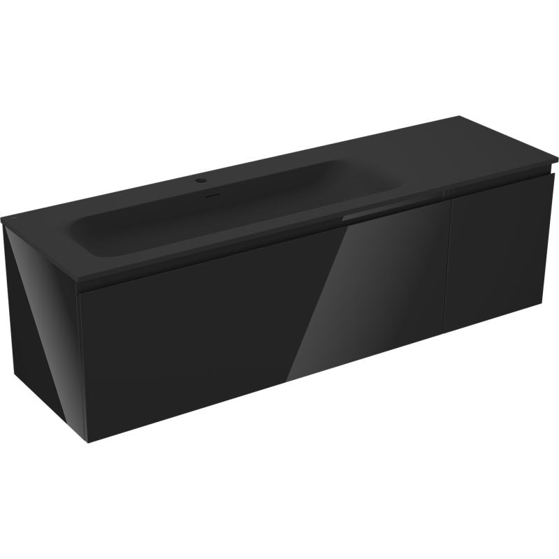 Mexen Orio dulap de baie 160 cm cu chiuvetă Vela stânga, 1S, 1D, negru lucios/negru mat - 91A13-16047-3-BBFF70-W23L71