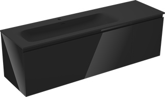 Mexen Orio dulap de baie 160 cm cu chiuvetă Vela stânga, 1S, 1D, negru lucios/negru mat - 91A13-16047-3-BBFF70-W23L71