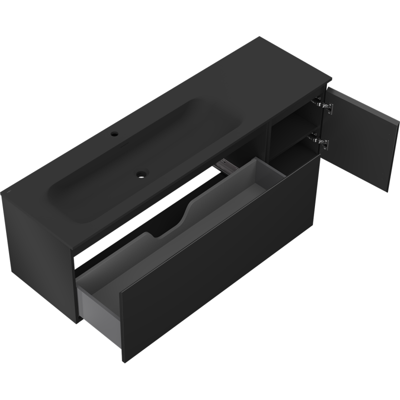 Mexen Orio dulap baie 160 cm cu lavoar Vela stânga, 1S, 1D, negru mat - 91A13-16047-3-BBFF71-W23L71