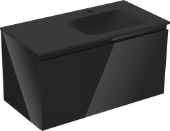 Mexen Orio dulap baie 90 cm cu lavoar Vela dreapta, 1S, 1D, negru lucios/negru mat - 91A13-09047-3-BBFF70-W23P71