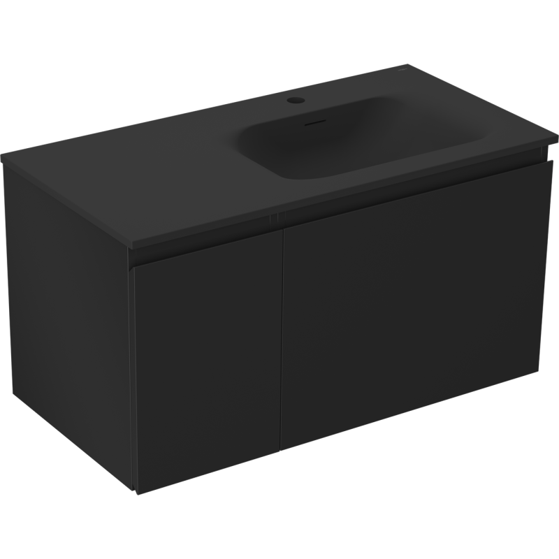 Mexen Orio dulap baie 90 cm cu lavoar Vela dreapta, 1S, 1D, negru mat - 91A13-09047-3-BBFF71-W23P71