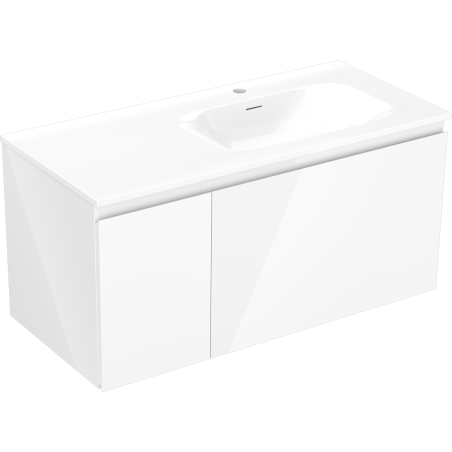 Mexen Orio 100 cm-es fürdőszobai szekrény Velával jobbra, 1 fiók, 1 ajtó, fehér fényes - 91A13-10047-3-BBFF00-W23P00