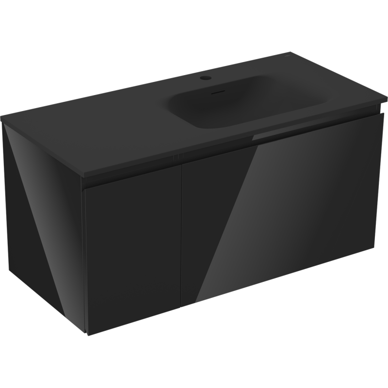 Mexen Orio dulap baie 100 cm cu lavoar Vela dreapta, 1S, 1D, negru lucios/mat negru - 91A13-10047-3-BBFF70-W23P71