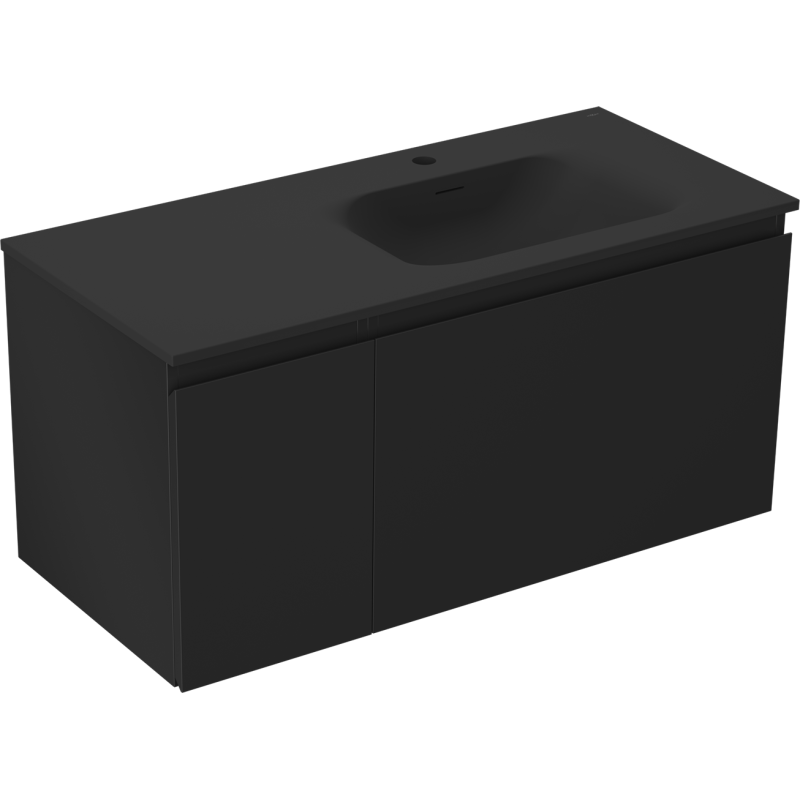 Mexen Orio 100 cm-es fürdőszobai szekrény Vela mosdóval jobbos, 1S, 1D, fekete matt - 91A13-10047-3-BBFF71-W23P71