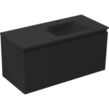 Mexen Orio 100 cm-es fürdőszobai szekrény Vela mosdóval jobbos, 1S, 1D, fekete matt - 91A13-10047-3-BBFF71-W23P71