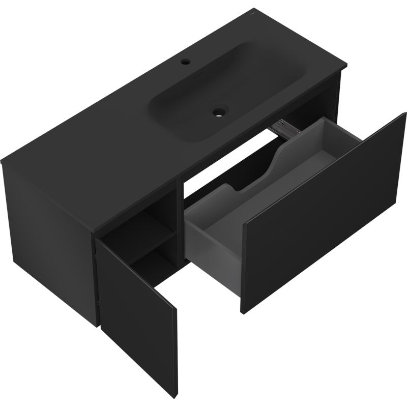 Mexen Orio dulap baie 120 cm cu lavoar Vela dreapta, 1S, 1D, negru mat - 91A13-12047-3-BBFF71-W23P71