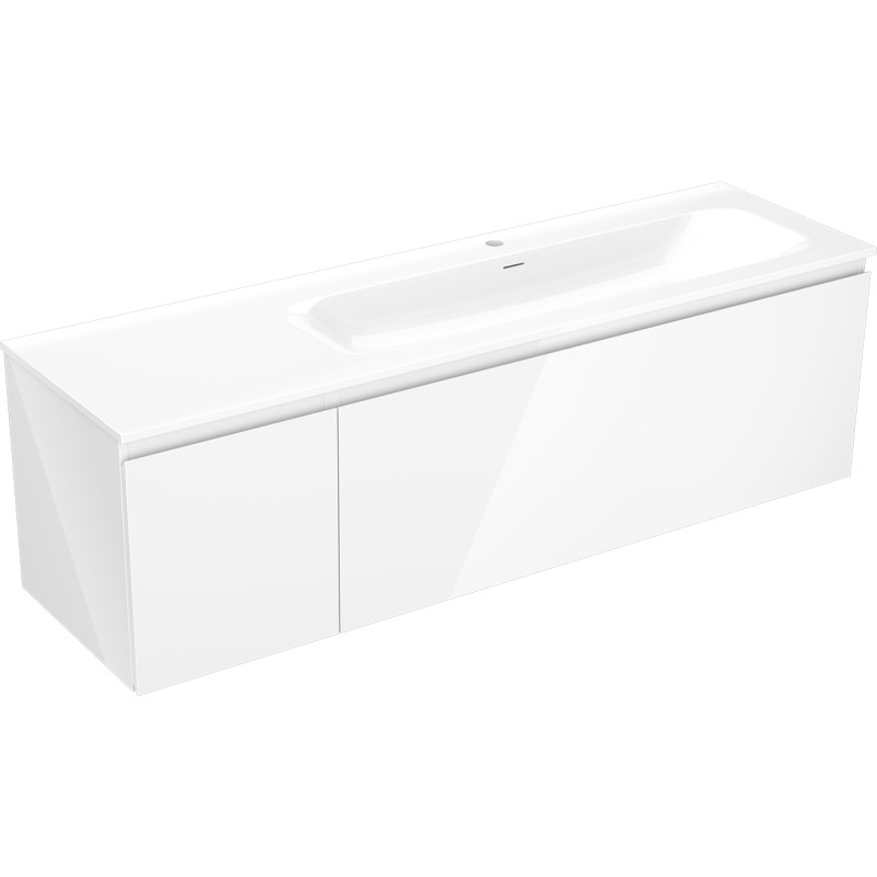 Mexen Orio dulap baie 160 cm cu lavoar Vela dreapta, 1 sertar, 1 ușă, alb lucios - 91A13-16047-3-BBFF00-W23P00