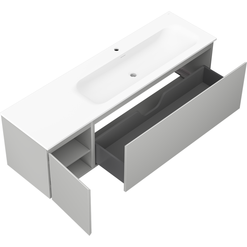 Mexen Orio dulap de baie 160 cm cu chiuvetă Vela dreapta, 1S, 1D, gri mat/alb mat - 91A13-16047-3-BBFF62-W23P01