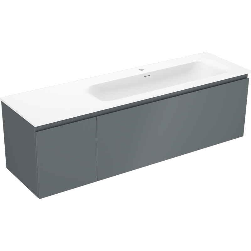 Mexen Orio dulap baie 160 cm cu chiuvetă Vela dreaptă, 1S, 1D, grafit mat/alb mat - 91A13-16047-3-BBFF66-W23P01