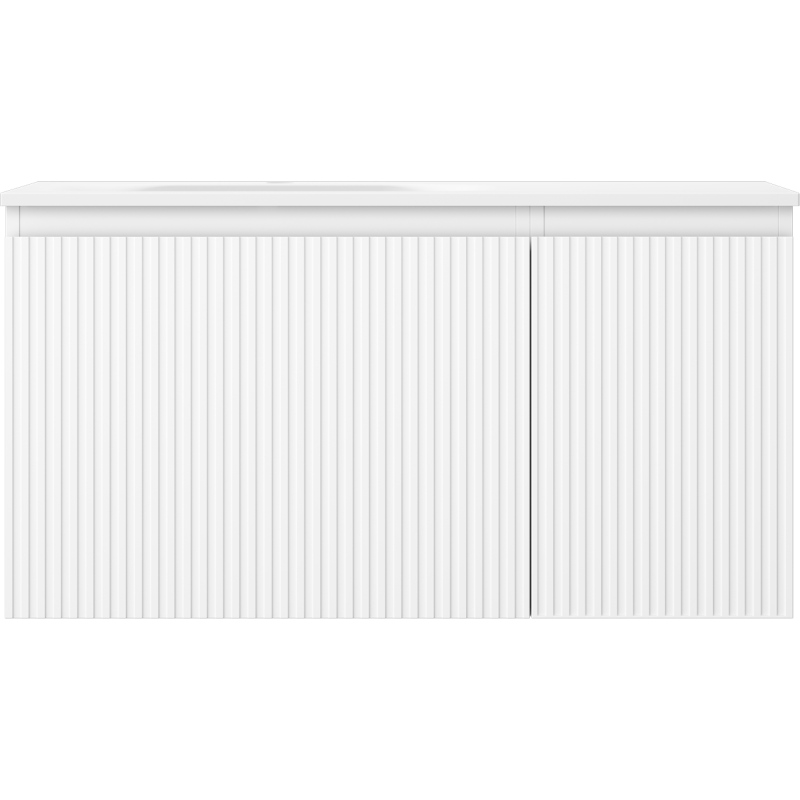 Mexen Rivel dulap baie 90 cm cu lavoar Vela stâng, 1S, 1D, cu striații, alb mat - 91A23-09047-3-BBFF01-W23L01