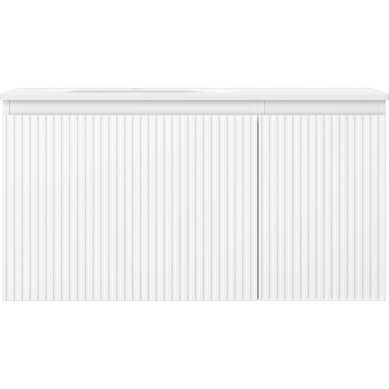 Mexen Rivel dulap baie 90 cm cu lavoar Vela stânga, 1S, 1D, canelat, alb mat - 91A23-09047-3-BBFF01-W23L01