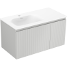 Mexen Rivel dulap baie 90 cm cu lavoar Vela stânga, 1S, 1D, riflat, gri mat/alb mat - 91A23-09047-3-BBFF62-W23L01
