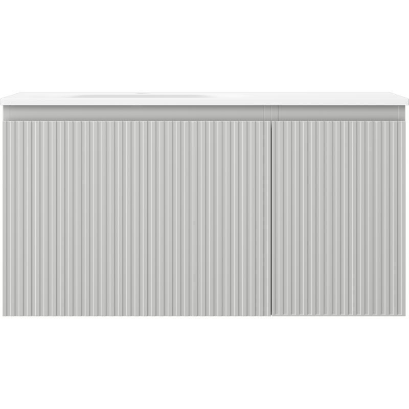 Mexen Rivel dulap baie 90 cm cu lavoar Vela stânga, 1S, 1D, canelat, gri mat/alb mat - 91A23-09047-3-BBFF62-W23L01