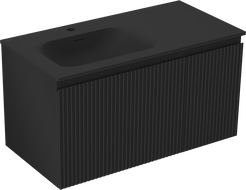 Mexen Rivel dulap baie 90 cm cu lavoar Vela stânga, 1S, 1D, canelat, negru mat - 91A23-09047-3-BBFF71-W23L71