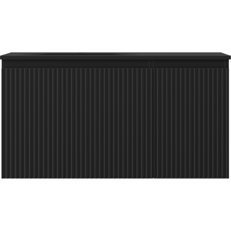 Mexen Rivel dulap baie 90 cm cu lavoar Vela stânga, 1S, 1D, canelat, negru mat - 91A23-09047-3-BBFF71-W23L71