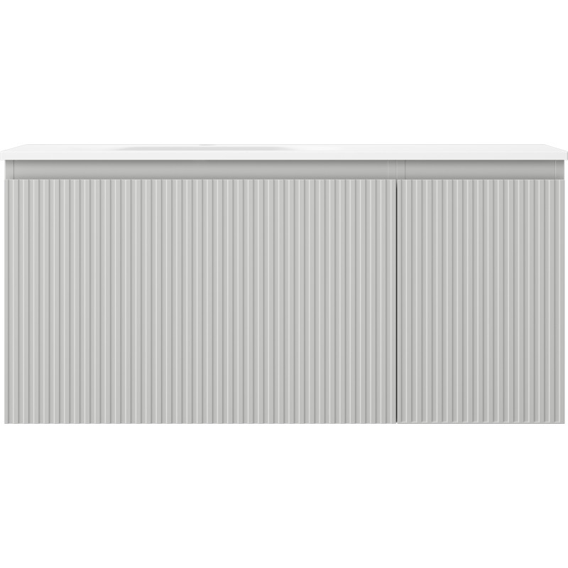 Mexen Rivel dulap de baie 100 cm cu lavoar Vela stânga, 1S, 1D, riflat, gri mat/alb mat - 91A23-10047-3-BBFF62-W23L01