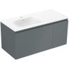 Mexen Rivel fürdőszobai szekrény 100 cm mosdóval, baloldali Vela, 1S, 1D, bordázott, grafit matt/fehér matt