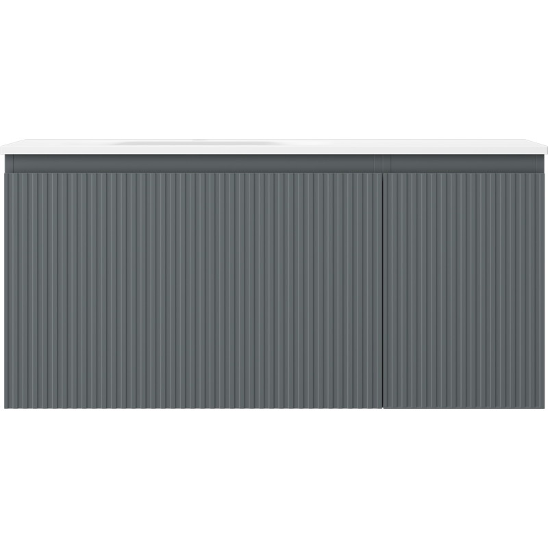 Mexen Rivel dulap baie 100 cm cu chiuvetă Vela stânga, 1S, 1D, frontal canelat, grafit mat/alb mat