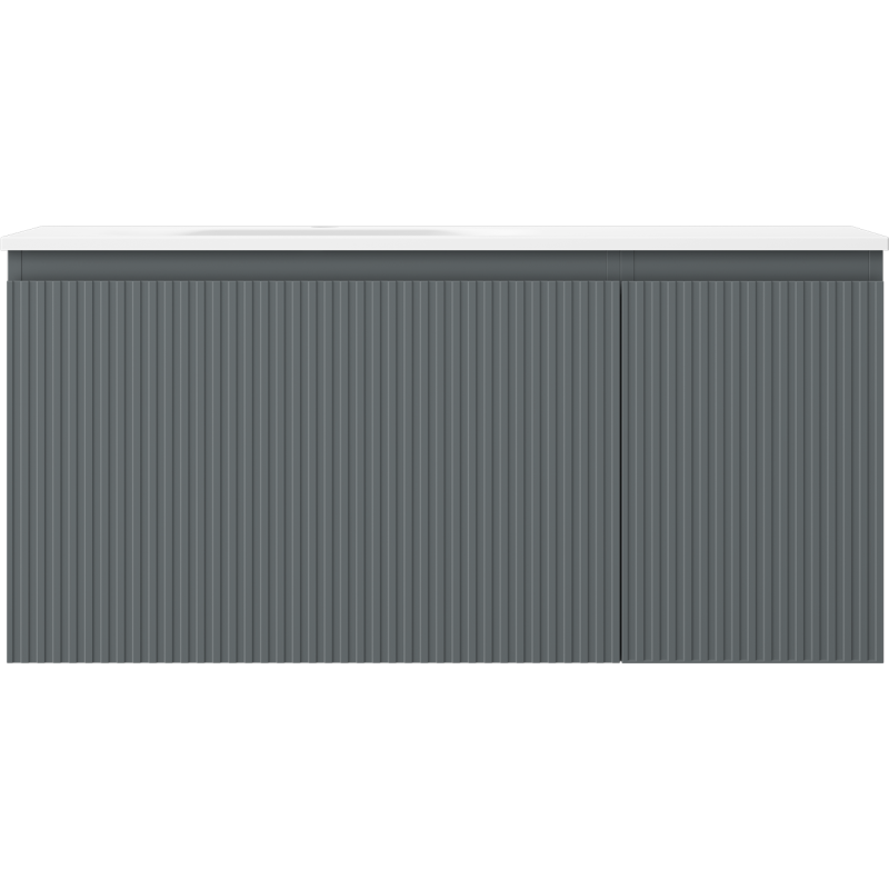 Mexen Rivel dulap de baie 100 cm cu lavoar Vela stânga, 1S, 1D, canelat, grafit mat/alb mat - 91A23-10047-3-BBFF66-W23L01