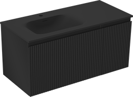 Mexen Rivel dulap baie 100 cm cu lavoar Vela stânga, 1S, 1D, cu rifluri, negru mat - 91A23-10047-3-BBFF71-W23L71