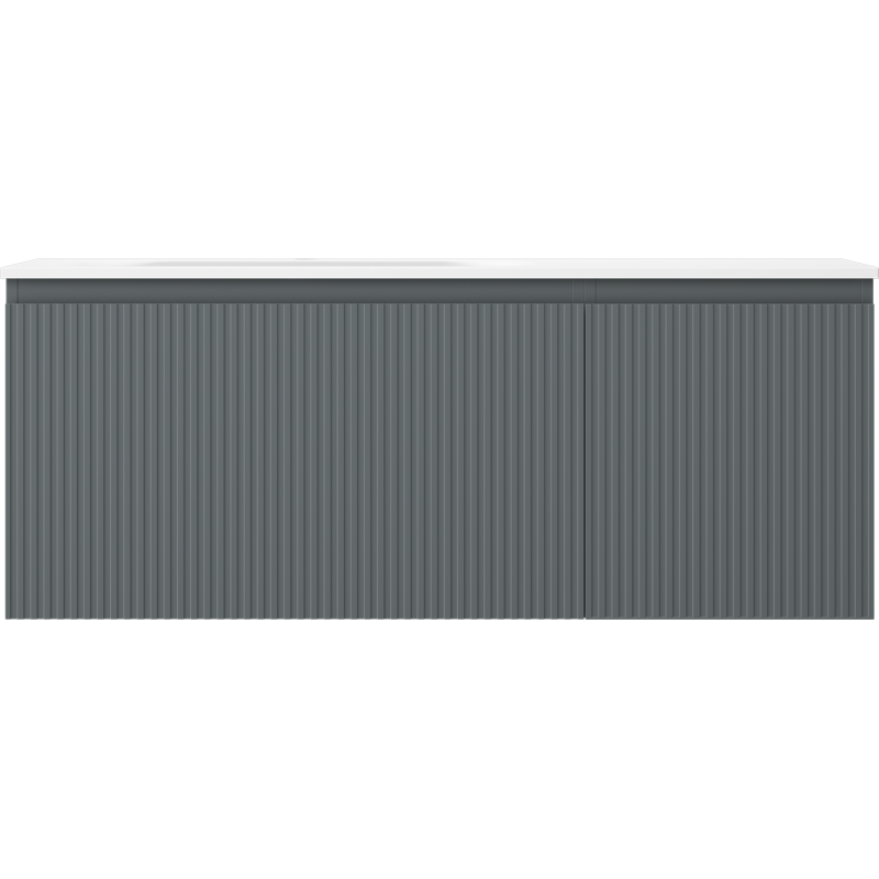 Mexen Rivel 120 cm-es fürdőszobaszekrény Vela bal oldali mosdóval, 1S, 1D, bordázott, grafit matt/fehér matt