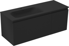 Mexen Rivel dulap baie 120 cm cu lavoar Vela stânga, 1S, 1D, canelat, negru mat - 91A23-12047-3-BBFF71-W23L71