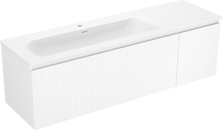 Mexen Rivel dulap de baie 160 cm cu chiuvetă Vela stânga, 1S, 1D, cu șanțuri, alb mat - 91A23-16047-3-BBFF01-W23L01