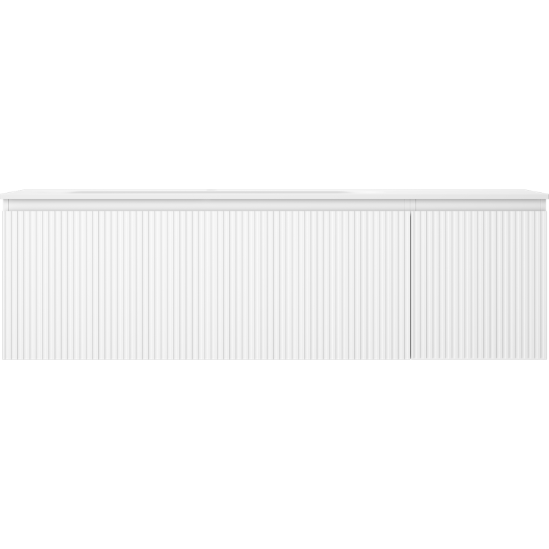 Mexen Rivel 160 cm-es fürdőszobaszekrény baloldali Vela mosdóval, 1S, 1D, barázdált, fehér matt - 91A23-16047-3-BBFF01-W23L01