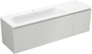 Mexen Rivel dulap de baie 160 cm cu lavoar Vela stâng, 1S, 1D, canelat, gri mat/alb mat - 91A23-16047-3-BBFF62-W23L01