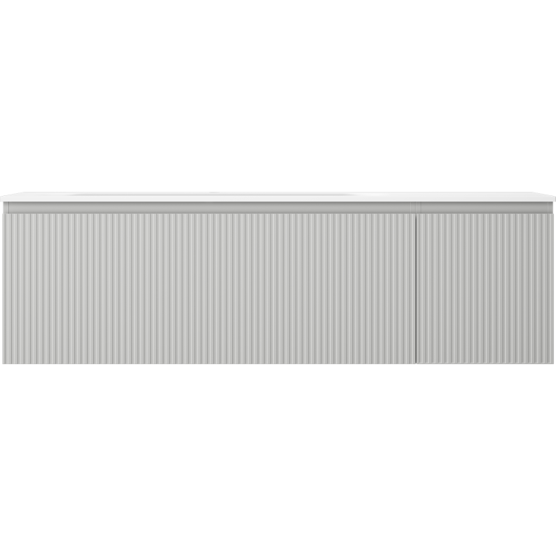 Mexen Rivel dulap baie 160 cm cu lavoar Vela stânga, 1S, 1D, canelat, gri mat/alb mat - 91A23-16047-3-BBFF62-W23L01