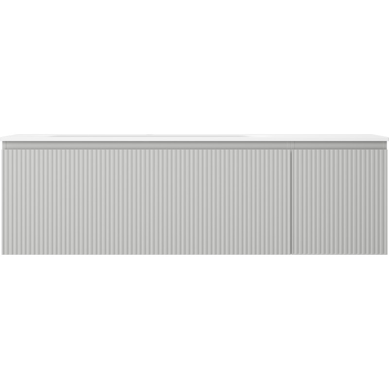 Mexen Rivel dulap de baie 160 cm cu lavoar Vela stâng, 1S, 1D, canelat, gri mat/alb mat - 91A23-16047-3-BBFF62-W23L01