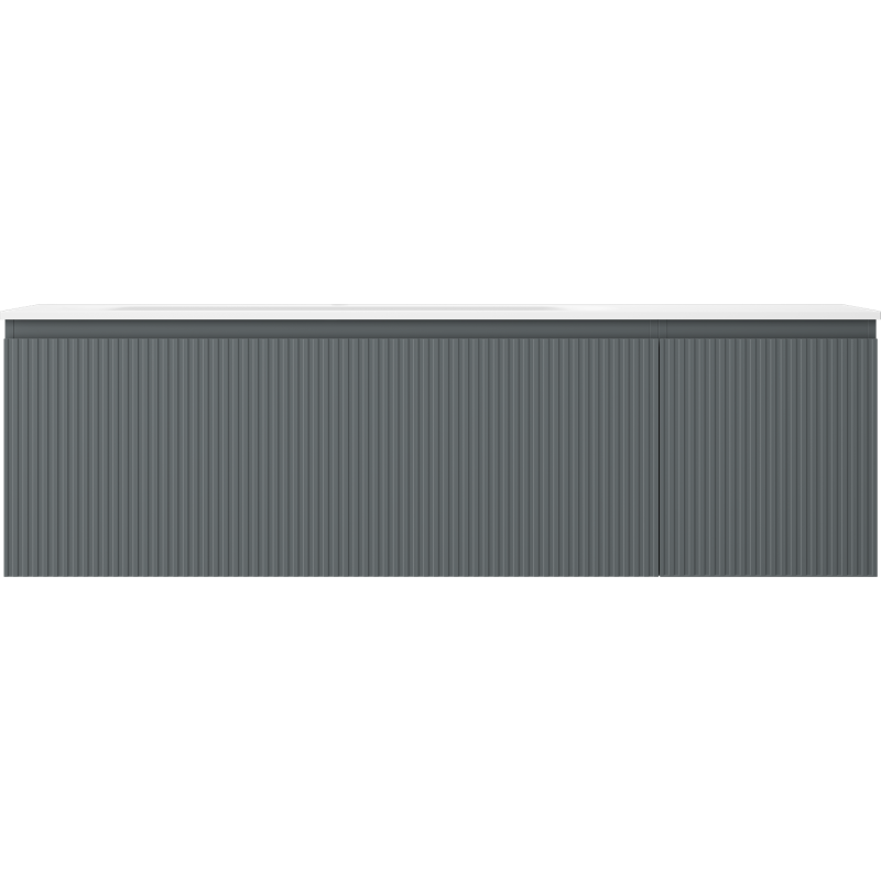 Mexen Rivel dulap de baie 160 cm cu chiuvetă Vela stânga, 1S, 1D, canelat, grafit mat/alb mat - 91A23-16047-3-BBFF66-W23L01