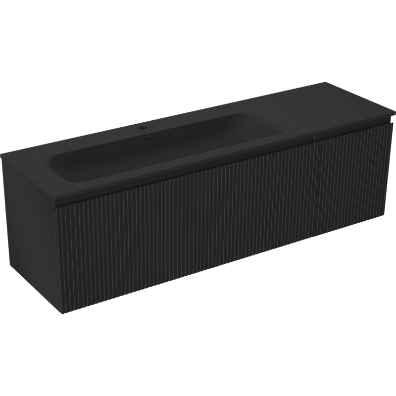 Mexen Rivel dulap baie 160 cm cu lavoar Vela stânga, 1S, 1D, canelat, negru mat - 91A23-16047-3-BBFF71-W23L71