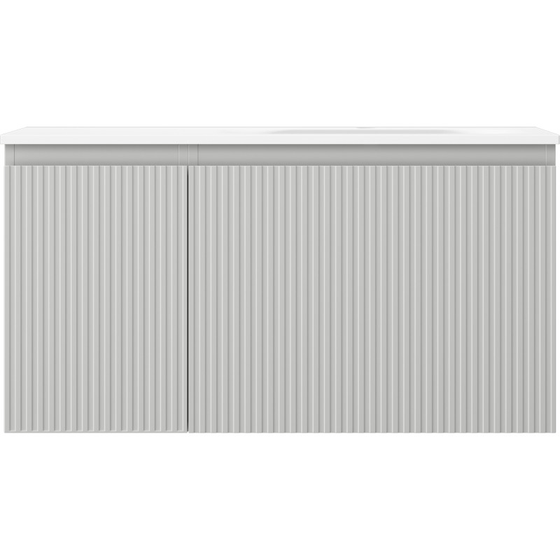 Mexen Rivel dulap de baie 90 cm cu lavoar Vela dreapta, 1S, 1D, canelată, gri mat/alb mat - 91A23-09047-3-BBFF62-W23P01