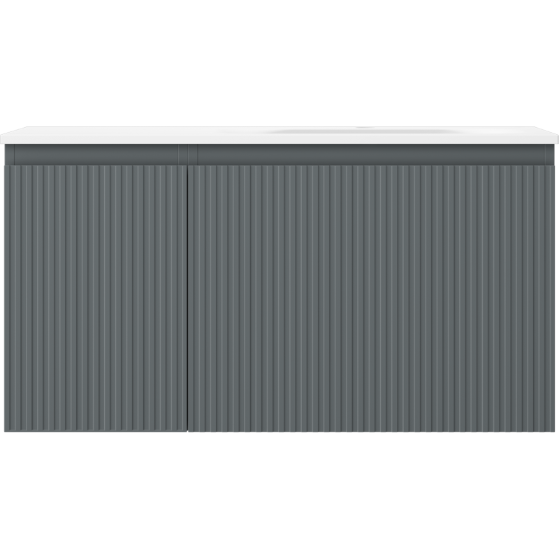 Mexen Rivel dulap baie 90 cm cu lavoar Vela dreapta, 1S, 1D, canelat, grafit mat/alb mat - 91A23-09047-3-BBFF66-W23P01