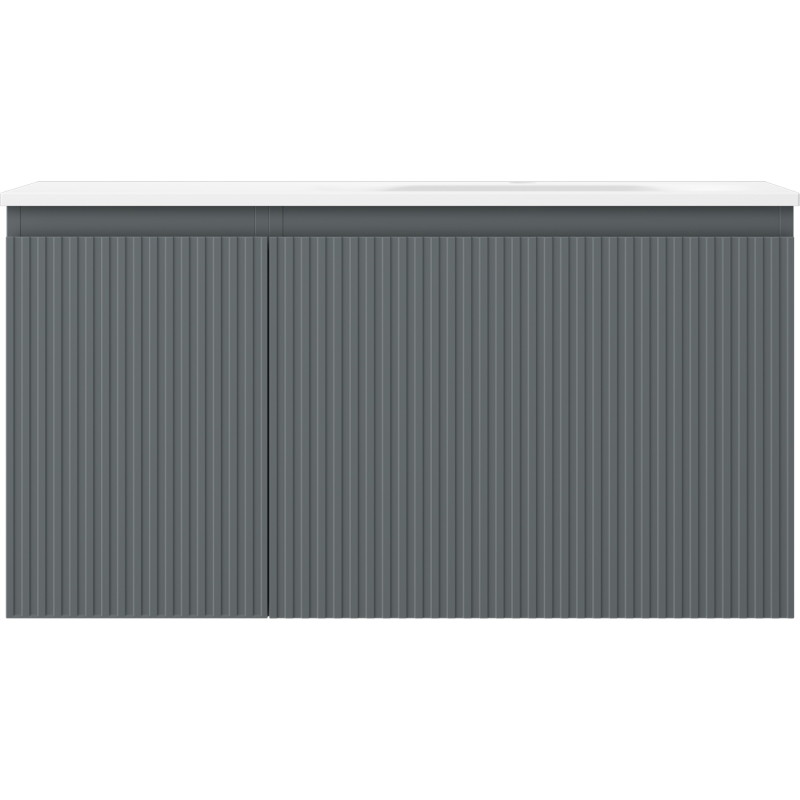 Mexen Rivel dulap de baie 90 cm cu chiuvetă Vela dreapta, 1S, 1D, riglată, grafit mat/alb mat - 91A23-09047-3-BBFF66-W23P01