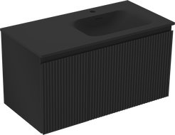 Mexen Rivel dulap baie 90 cm cu lavoar Vela dreapta, 1S, 1D, canelat, negru mat - 91A23-09047-3-BBFF71-W23P71