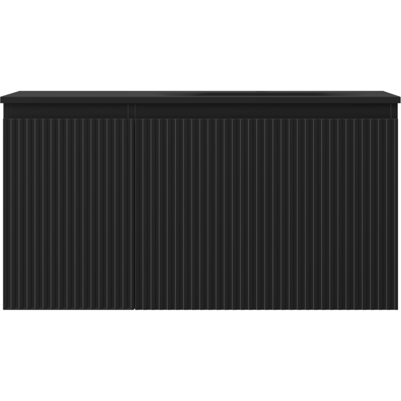 Mexen Rivel dulap baie 90 cm cu lavoar Vela dreapta, 1S, 1D, canelat, negru mat - 91A23-09047-3-BBFF71-W23P71