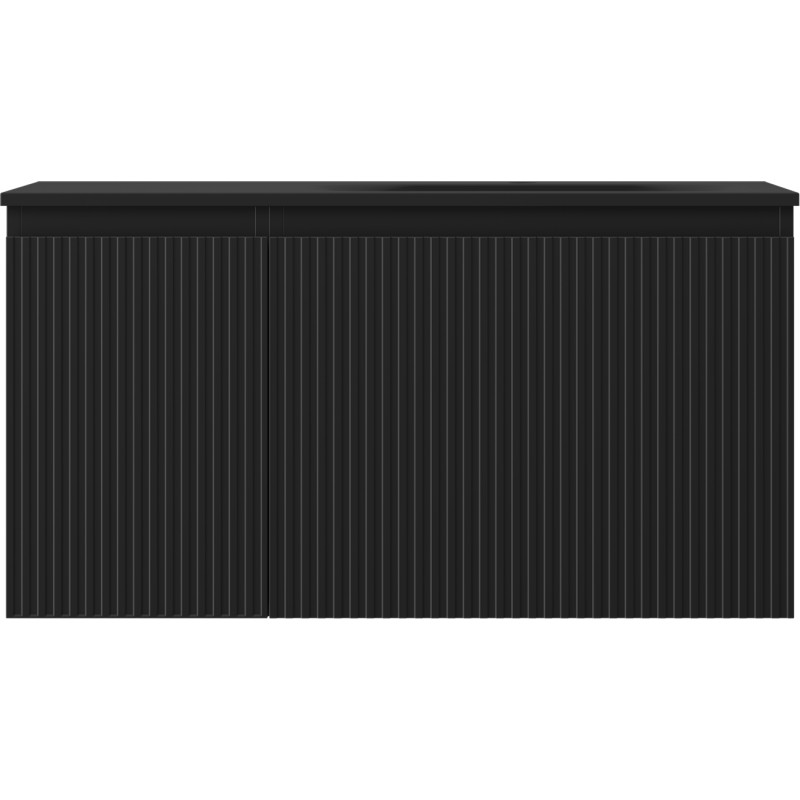 Mexen Rivel dulap baie de 90 cm cu chiuvetă Vela dreaptă, 1S, 1D, striat, negru mat - 91A23-09047-3-BBFF71-W23P71