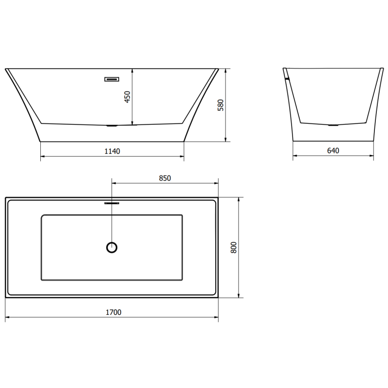 Mexen Ibiza cadă independentă 170 x 80 cm, albă - 57021708000