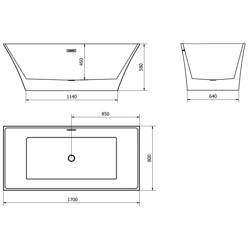 Mexen Ibiza szabadon álló kád 170 x 80 cm, fehér - 57021708000