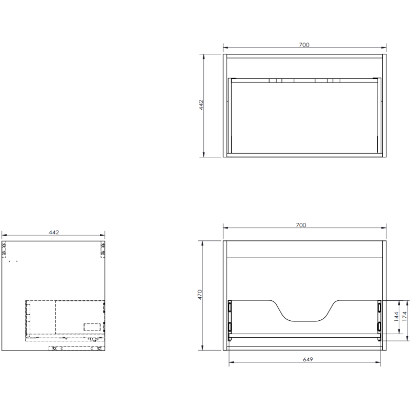 Mexen Rivel fürdőszobai szekrény 100 cm mosdóval Vela jobb, 1S, 1D, bordázott, fehér matt - 91A23-10047-3-BBFF01-W23P01