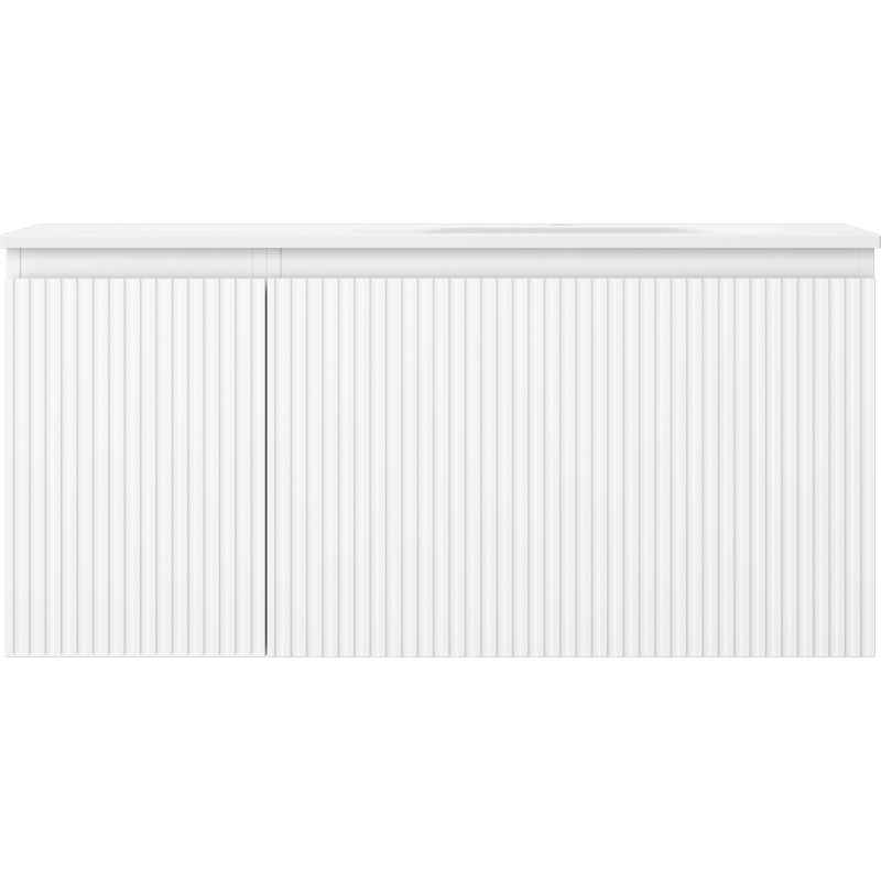 Mexen Rivel dulap de baie 100 cm cu chiuvetă Vela pe dreapta, 1S, 1D, riflat, alb mat - 91A23-10047-3-BBFF01-W23P01