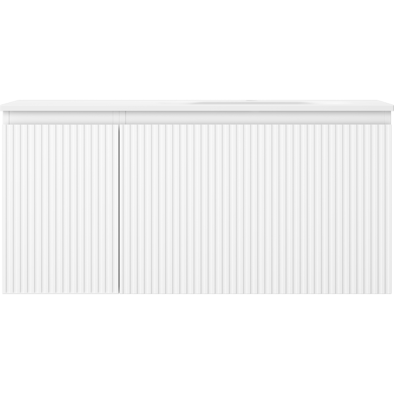 Mexen Rivel fürdőszobai szekrény 100 cm mosdóval Vela jobb, 1S, 1D, bordázott, fehér matt - 91A23-10047-3-BBFF01-W23P01